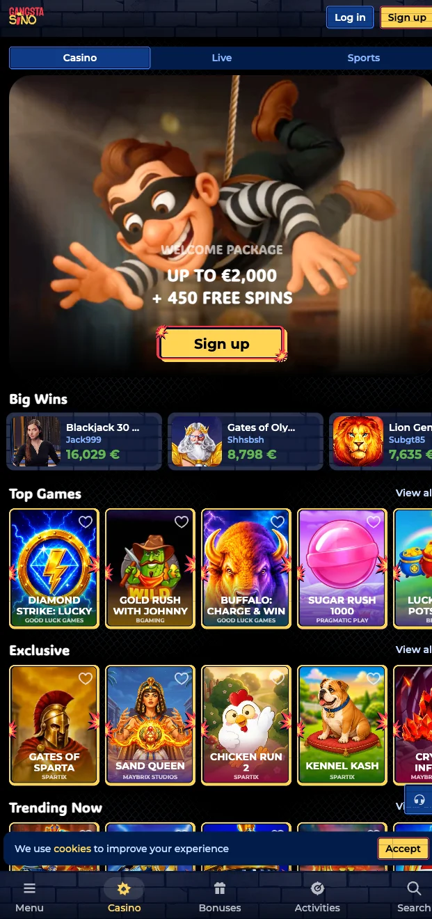 Aplikacja Gangstasino Casino